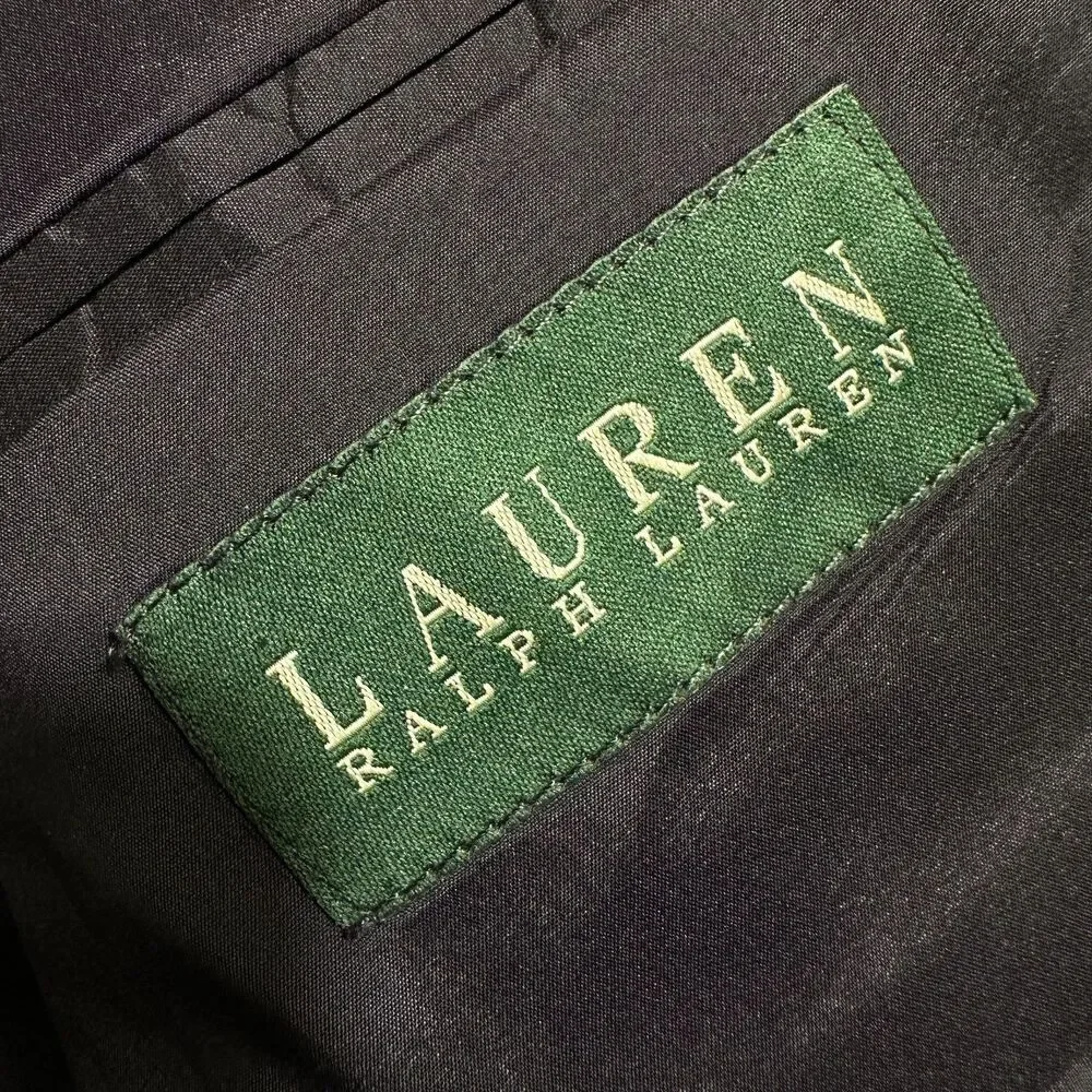 $395 Ralph Lauren Men’s Blazer Sport Coat 2-Button Suit Jacket 46R Black Wool